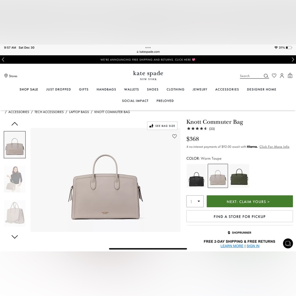 Kate Spade Gray Tote Bag - Picture 5 of 5